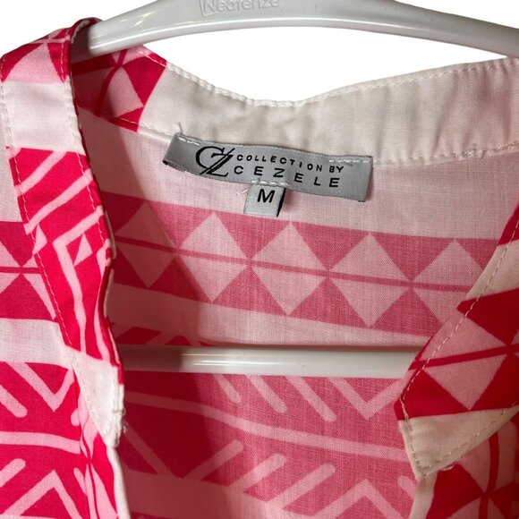 Cezele Collection Sleeveless Midi Dress With Pink Geometric Patterns Size medium - Picture 6 of 6